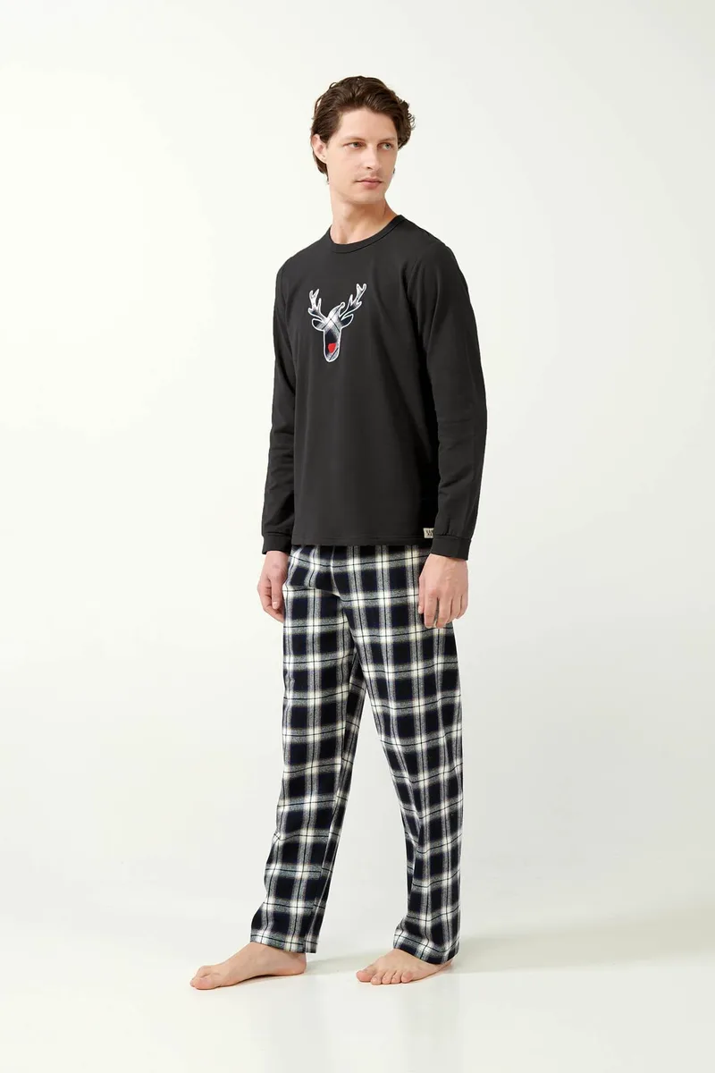 Vamp Ανδρικές Πυτζάμες Flannel με Ταρτάν Μοτίβο