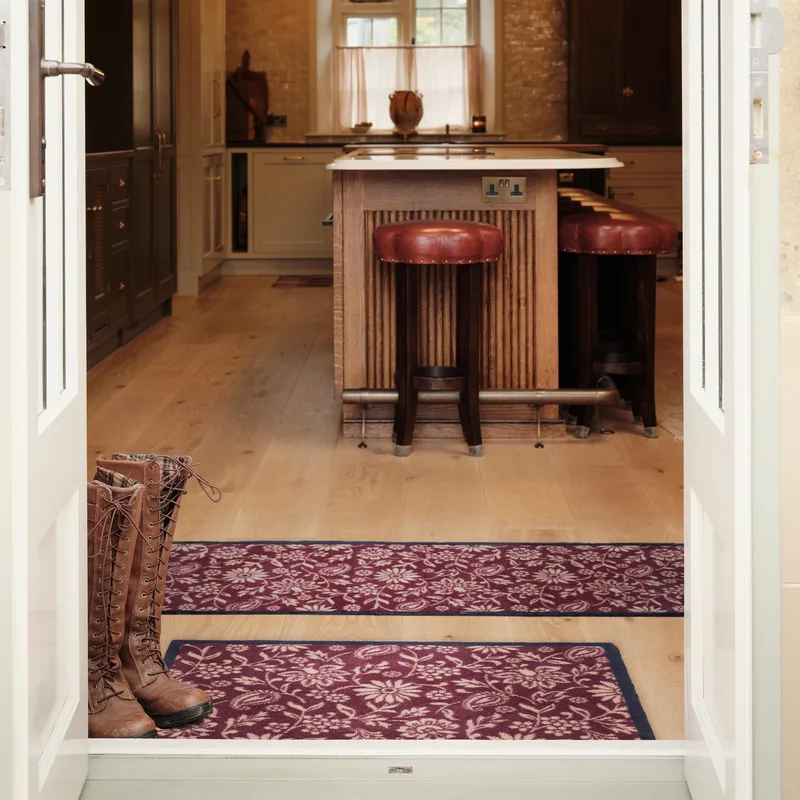 Paisley Floral Burgundy Washable Runner