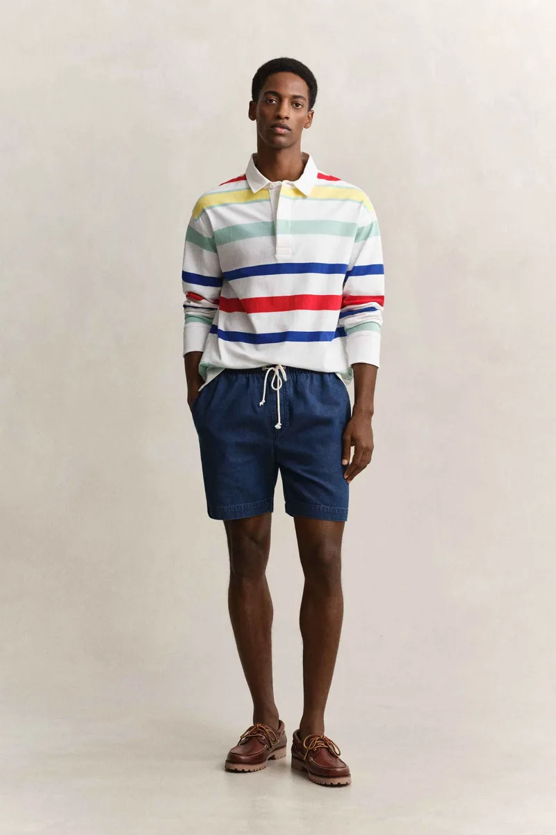 Gant ανδρική denim βερμούδα με ελαστική μέση Regular Fit - 205659 Σκούρο Μπλε