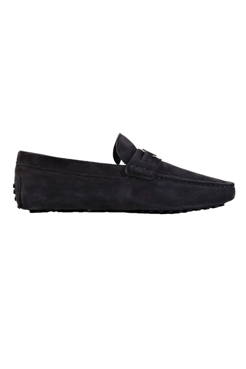 KARL LAGERFELD ΠΑΠΟΥΤΣΙΑ LOAFER BIT LOGO DRIVER SUEDE ΜΠΛΕ