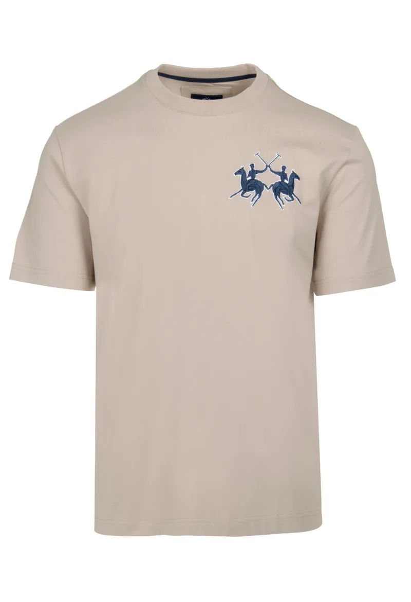 ΑΝΔΡΙΚΟ T-SHIRT LA MARTINA ΚΟΝΤΟΜΑΝΙΚΟ ΜΠΕΖ