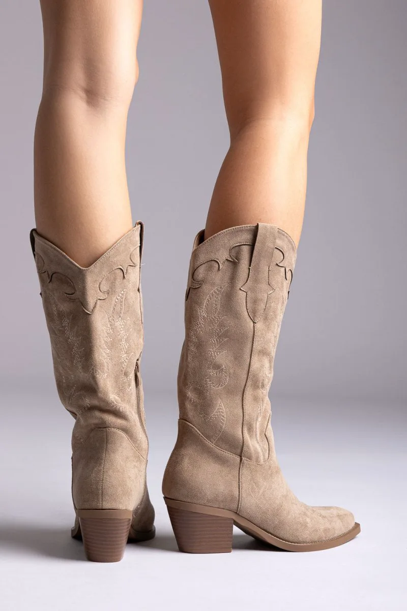 Ideal shoes Cowboy Boots - 2559A-1 - Taupe Suede