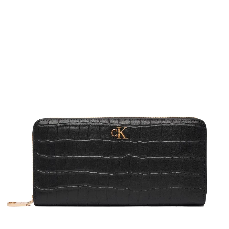 Πορτοφόλι Calvin Klein Ck Croc Long Zip Around LV04F1096G Μαύρο