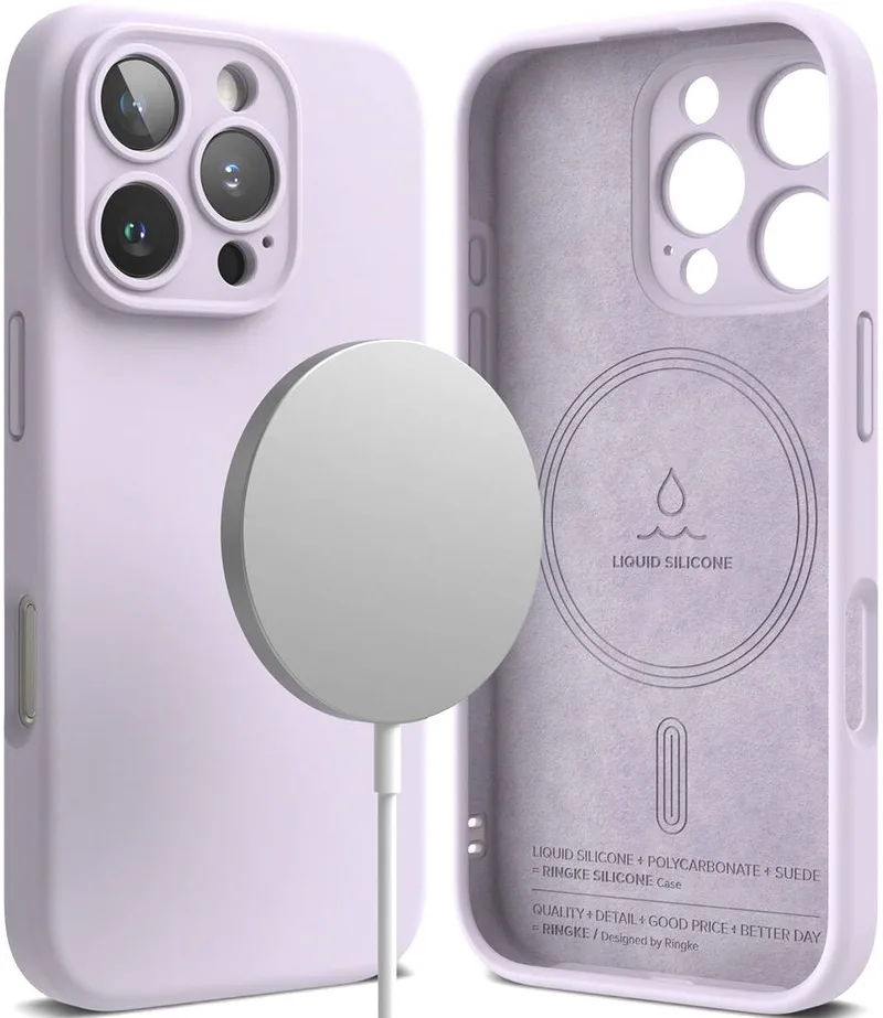 Ανθεκτική MagSafe Θήκη Σιλικόνης - Apple iPhone 16 Pro - Ringke Silicone Magnetic - Light Purple (8800274960039)