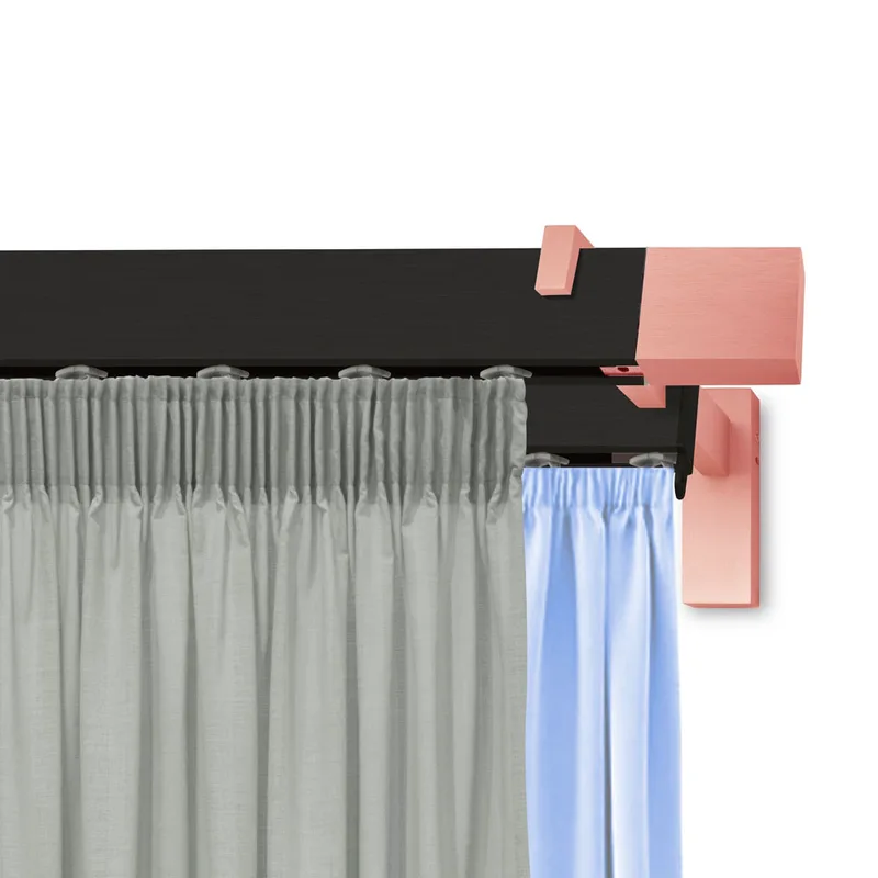 Κουρτινόξυλα Διπλά Σιδηρόδρομοι Elegant K65-1051 Μαύρο ματ/Χαλκός (Μαύρο/Χαλκός Ματ) (1.40m Κουρτινόξυλο Διπλό με σιδηρόδρομο)