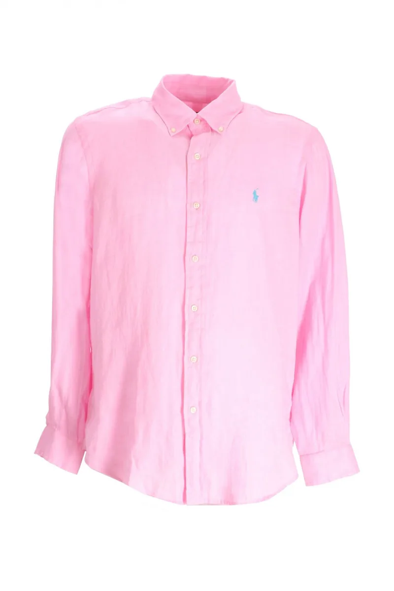 RALPH LAUREN ΠΟΥΚΑΜΙΣΟ ΛΙΝΟ BUTTON DOWN CUSTOM FIT ΡΟΖ