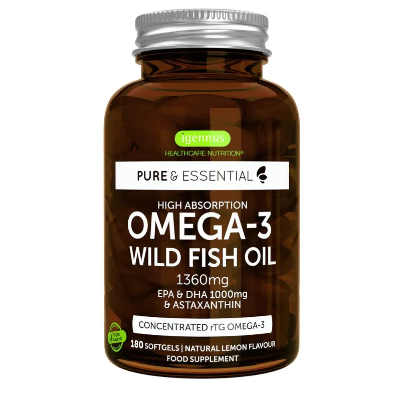 Λιπαρά Ωμέγα 3 & EPA & DHA 1000mg & Astaxanthin iGennus 180 caps