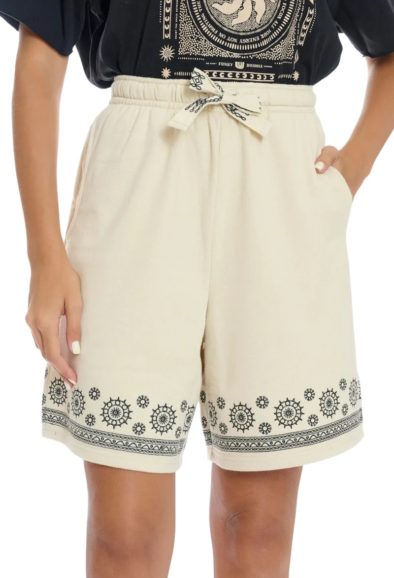 Σορτς Funky Buddha Με Κέντημα FBL013-104-03-CLOUD CREAM Γυναικείο
