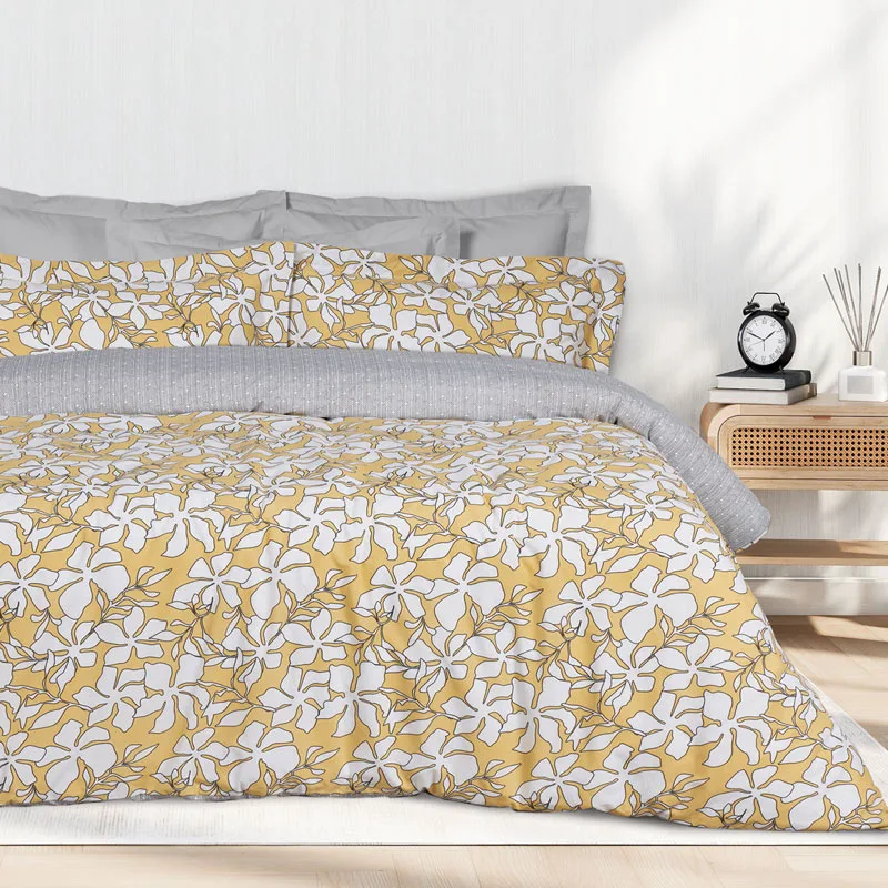 Σεντόνια Ημίδιπλα Με Λάστιχο Σετ Das Home Casual 5432 Ochre 120x200+35, 170x260