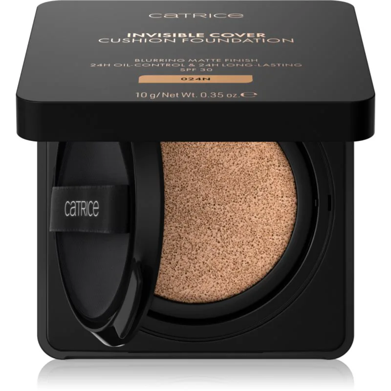 Catrice Invisible Cover Cushion Foundation ματ μεικ απ σε σφουγγαράκι SPF 30 απόχρωση 10 γρ
