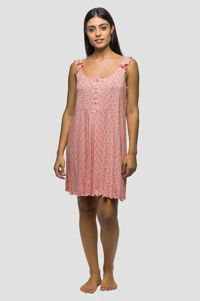 Koyote Γυναικείο καλοκαιρινό Viscose νυχτικό "Flowers" με πατιλέτα-ΚΓ6324b