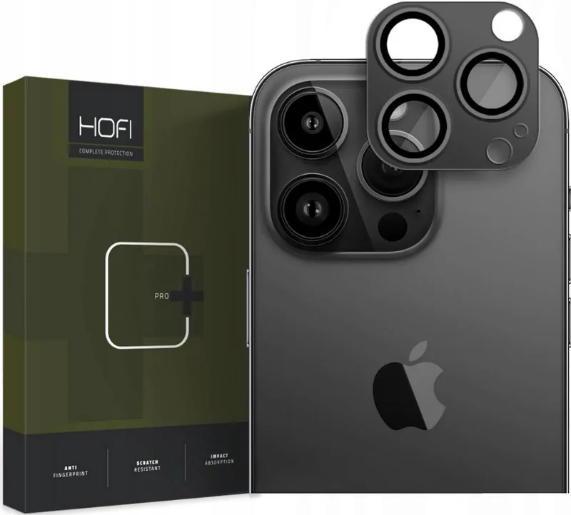 Hofi FullCam Pro+ - Μεταλλικό Προστατευτικό Κάλυμμα με Tempered Glass για Φακό Κάμερας - Apple iPhone 15 Pro / 15 Pro Max - Black (9319456604542)