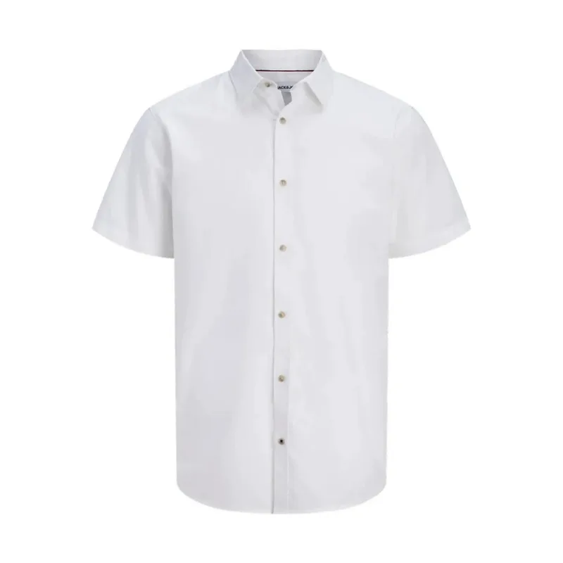 Jack & Jones "Henry Slub Shirt",βαμβακερό κοντομάνικο πουκάμισο - Bright White