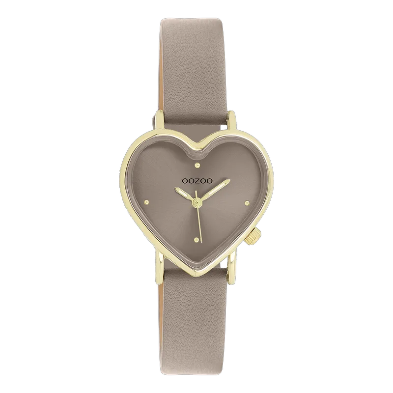 OOZOO Timepieces - C11451, Χρυσό case with Grey Leather Strap