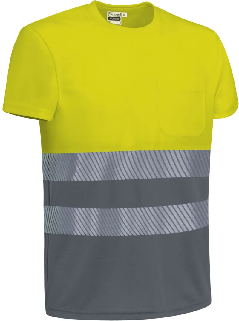 Hi-Vis Κοντομάνικο T-Shirt WEXFORD Valento CAVAWEXAC Fluo Yellow-Cement Grey