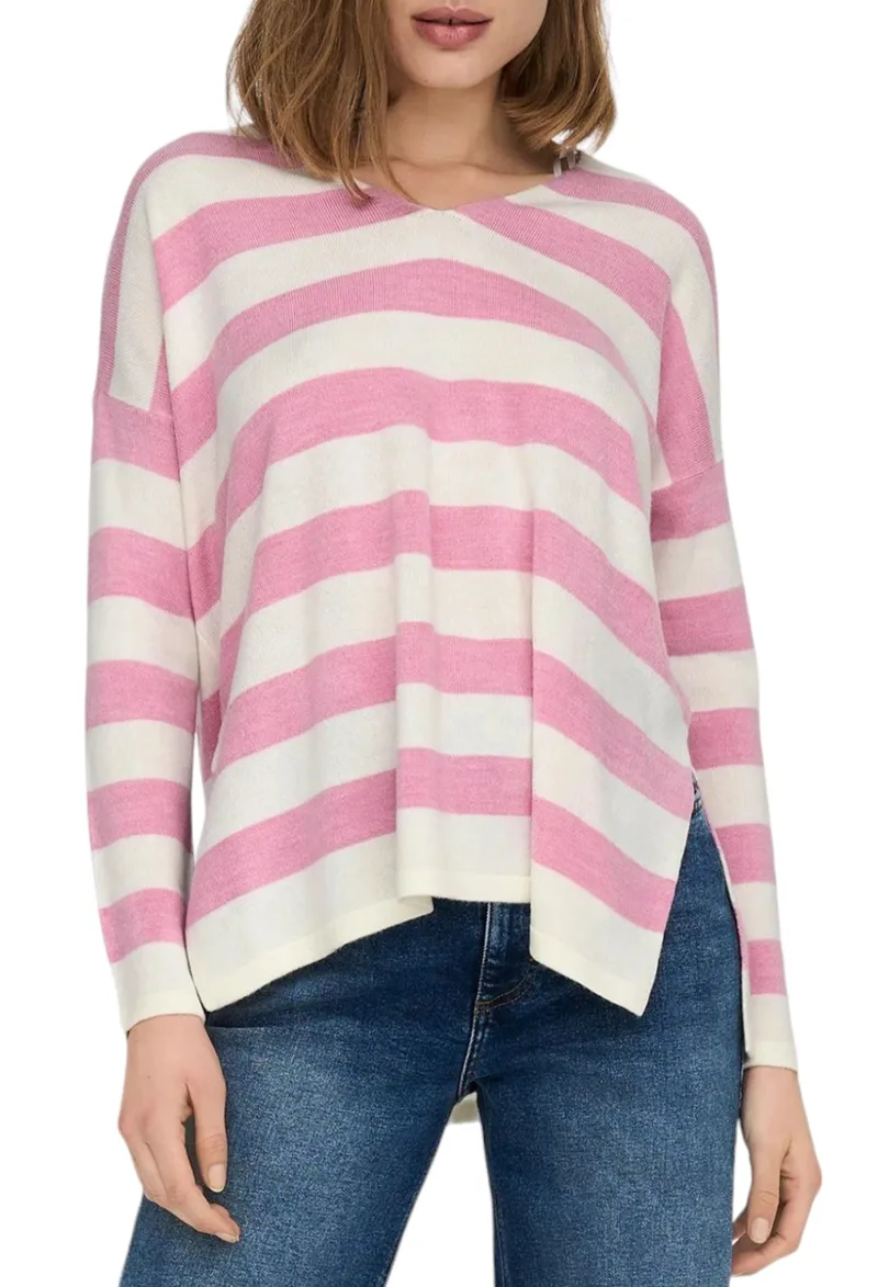 Μπλούζα Μακρυμάνικη Only Onlamalia V Neck 15219642-Cloud Dancer - Pirouette Γυναικείο