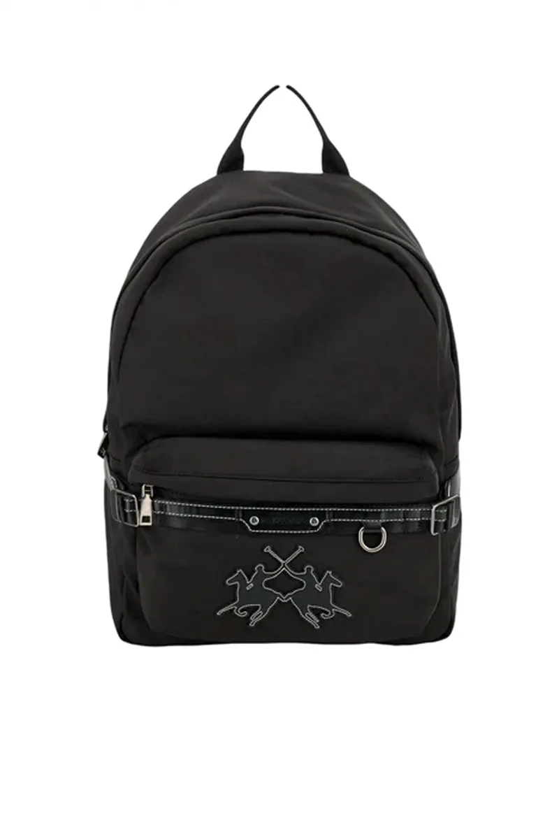 LA MARTINA ΤΣΑΝΤΑ BACKPACK FINE WAVE LOGO ΜΑΥΡΟ