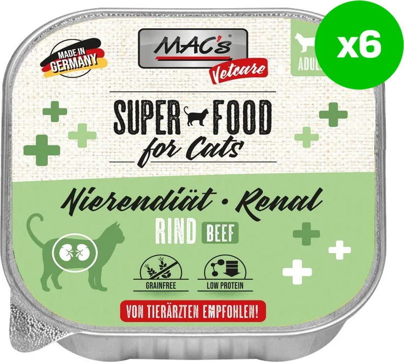 ΥΓΡΗ ΤΡΟΦΗ ΓΑΤΑΣ MACS VETCARE RENAL ΜΟΣΧΑΡΙ (6 X 100GR)