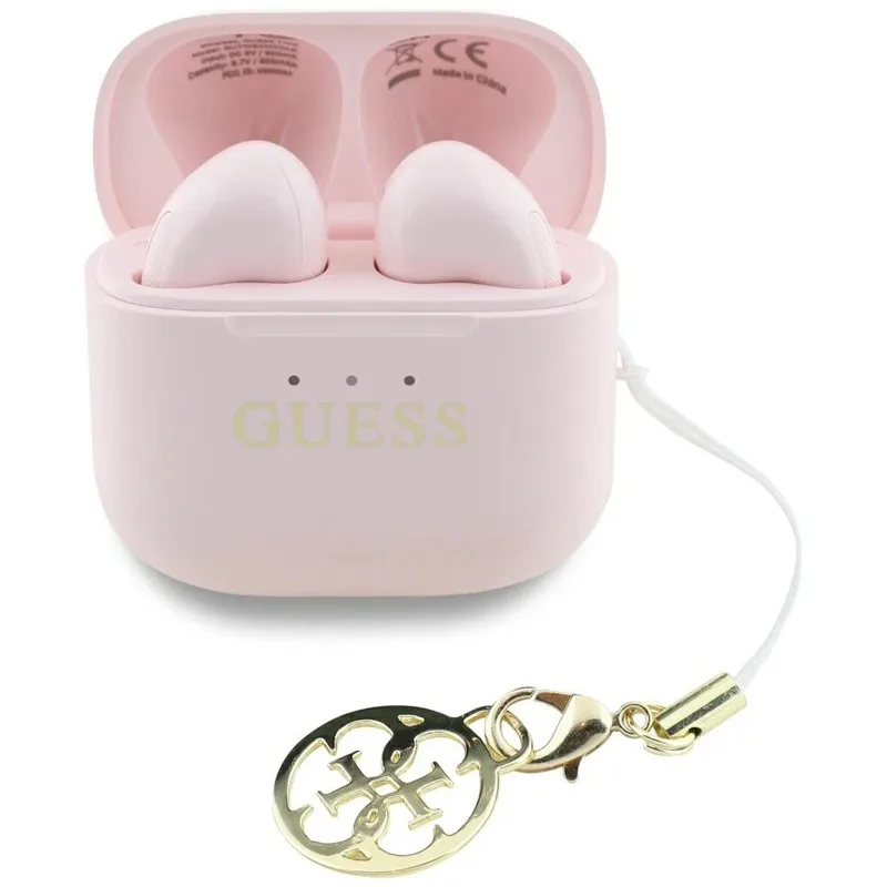 Guess Wireless Earbuds TWS Effect Printed Classic Logo & Charm Ροζ