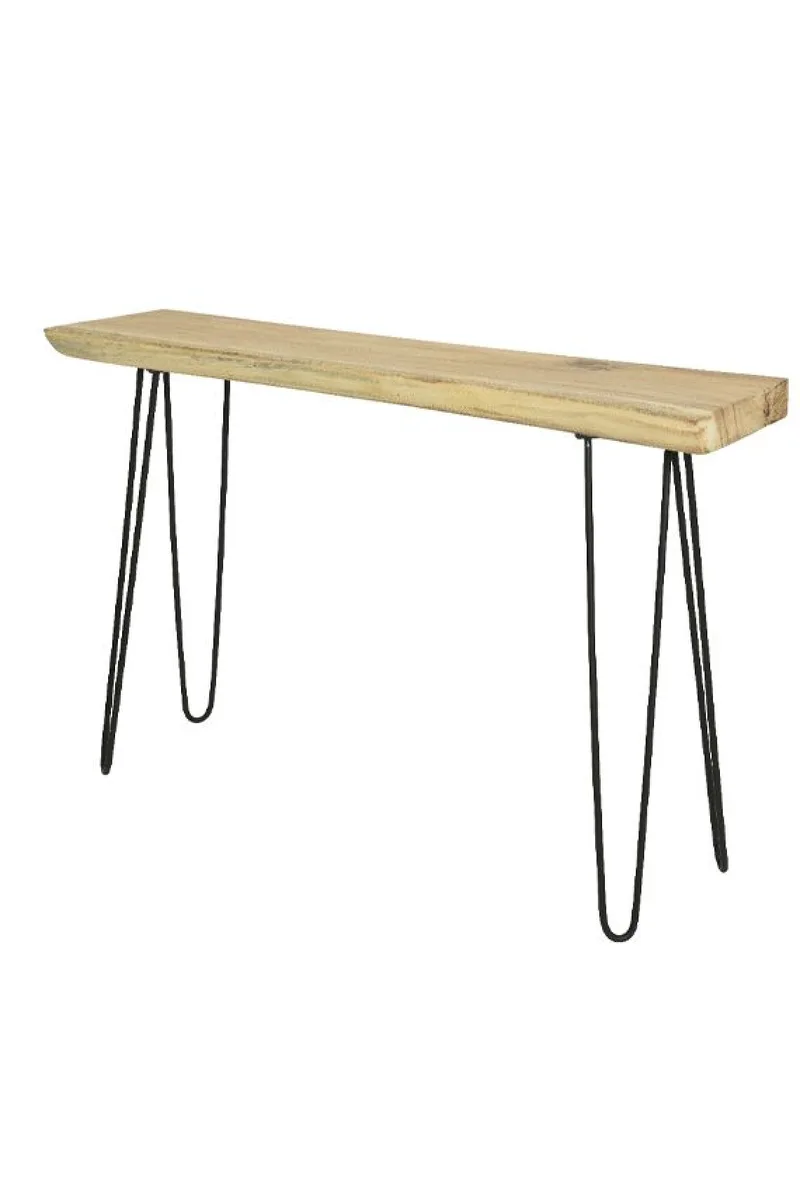 Τραπεζι Απο Ξυλο Suar Με Μεταλλικα Ποδια 120x30x80cm Μονόχρωμο Kaeming