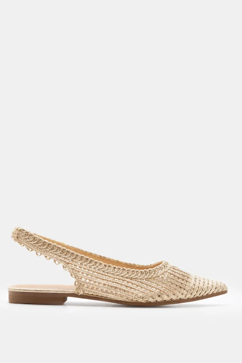 Γοβάκια Slingback με Πλεκτό Σχέδιο - Χρυσό
