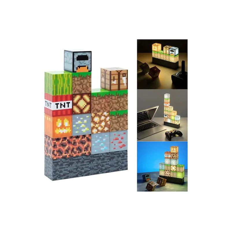Led Παιδικό Διακοσμητικό Φωτιστικό Minecraft Block Building Πολύχρωμο