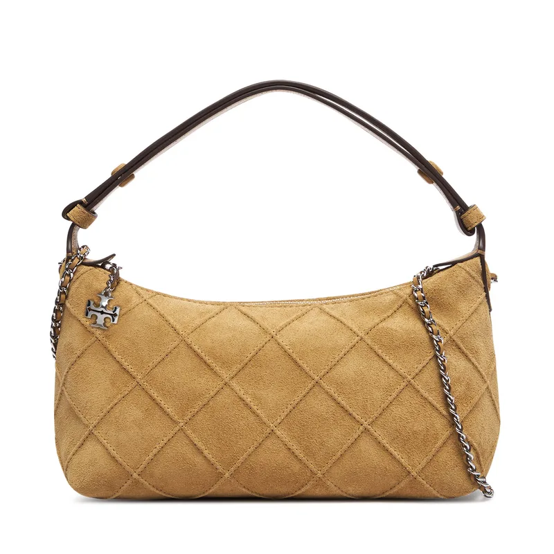Τσάντα Tory Burch Fleming Suede Pochette 185797 Κρεμ