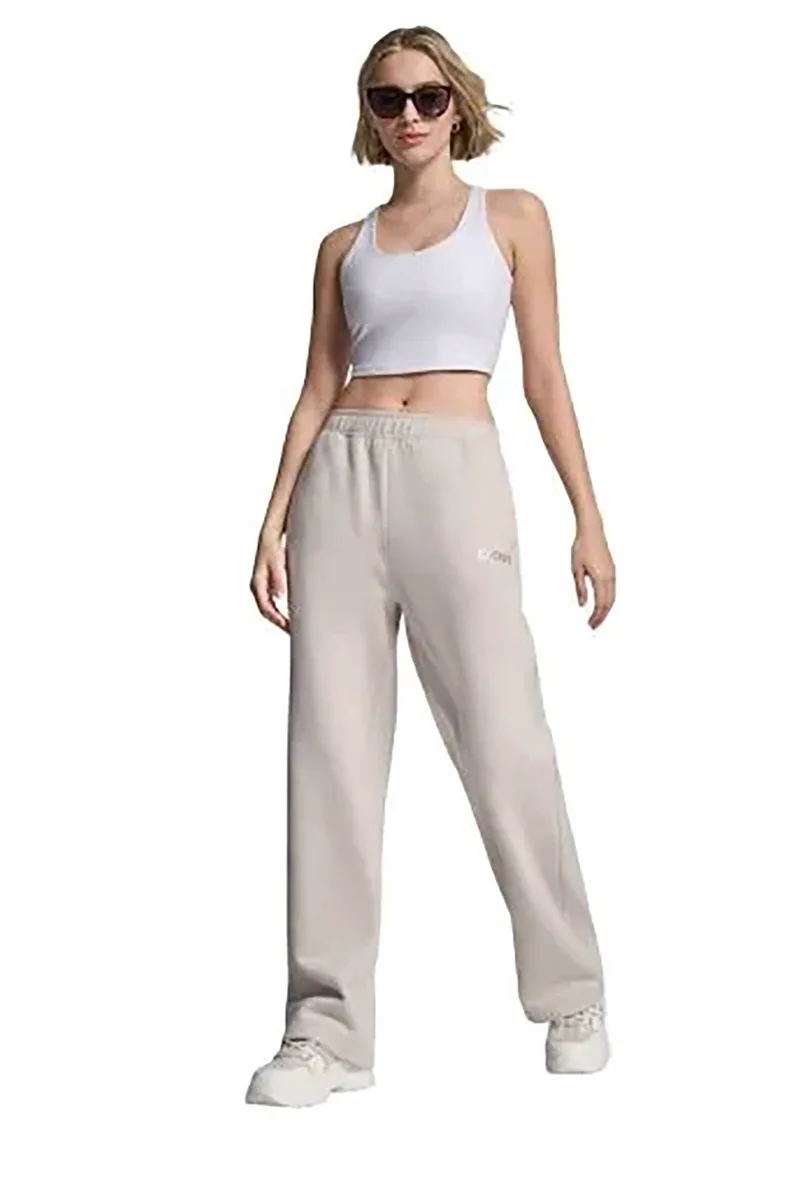 DKNY γυναικείο παντελόνι φόρμας με logo print μονόχρωμο - DP6P3795 Εκρού