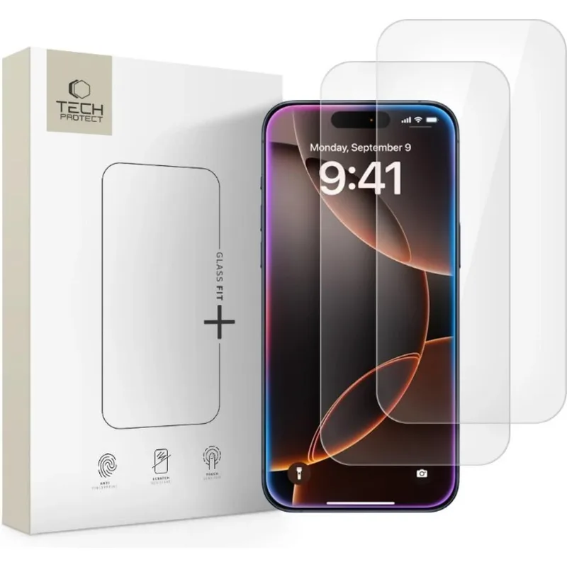 Tempered Glass iPhone 17 Pro Max / 16 Pro Max Tech-Protect Glass Fit+ Αντιχαρακτικό Γυαλί Προστασίας Οθόνης 2 Τεμάχια - Clear (5906302319251)