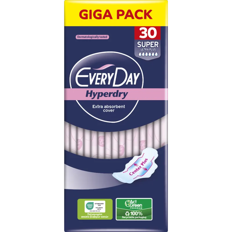 Σερβιέτες EveryDay Hyperdry SUPER Ultra Plus Center Plus 30τεμ.