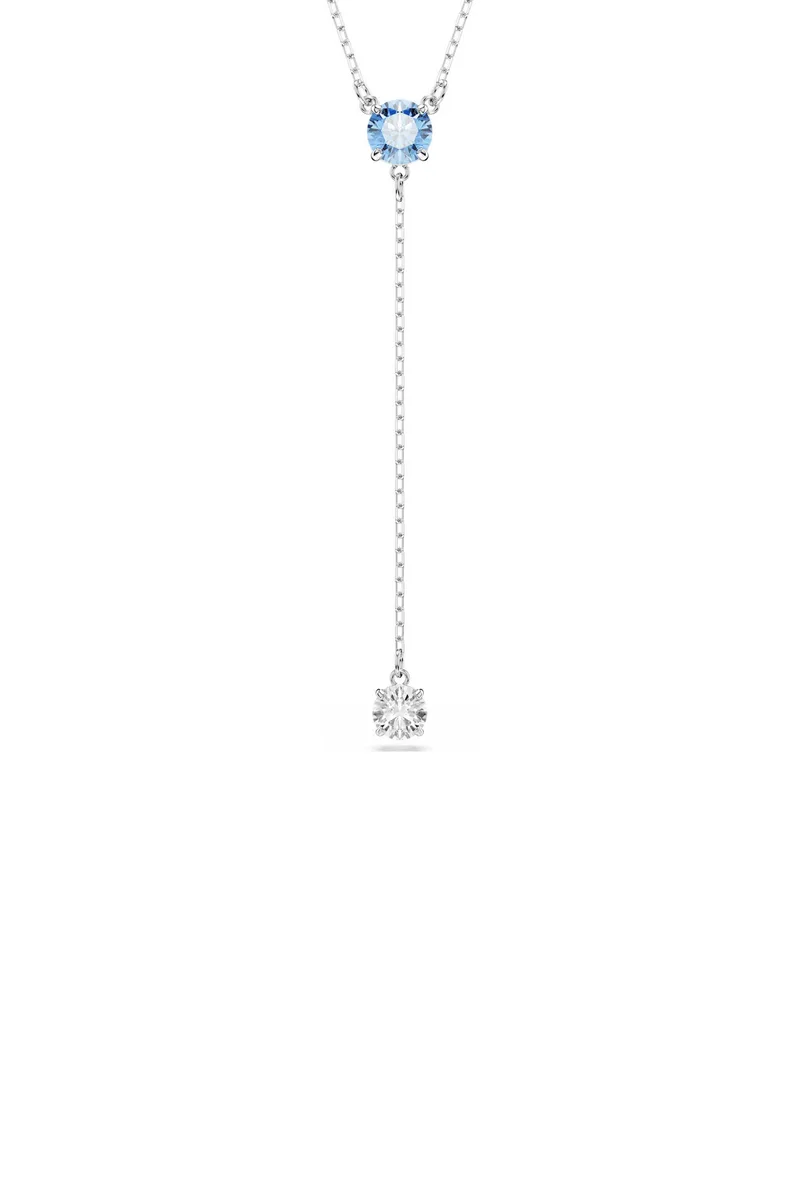 Swarovski γυναικείο κολιέ σε σχήμα Y στρογγυλή κοπή, μπλε, επιμετάλλωση ροδίου "Stilla Attract" - 5734249