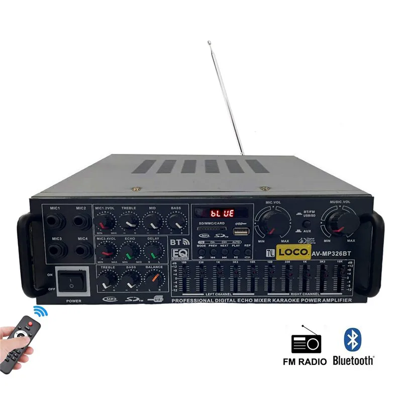Loco Ενισχυτής με λειτουργία Karaoke AV-MP326BT σε Μαύρο Χρώμα