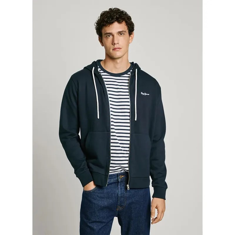 Pepe Jeans Ανδρική Ζακέτα Φούτερ Με Κουκούλα Essential PM582840-594 Μπλε
