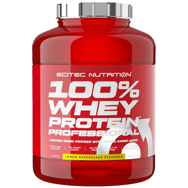 Scitec Nutrition 100% Whey Protein Professional Συμπλήρωμα Διατροφής με Καθαρή Πρωτεΐνη Ορού Γάλακτος Εμπλουτισμένη με Αμινοξέα & Γλουταμίνη 2350g - Lemon Cheesecake