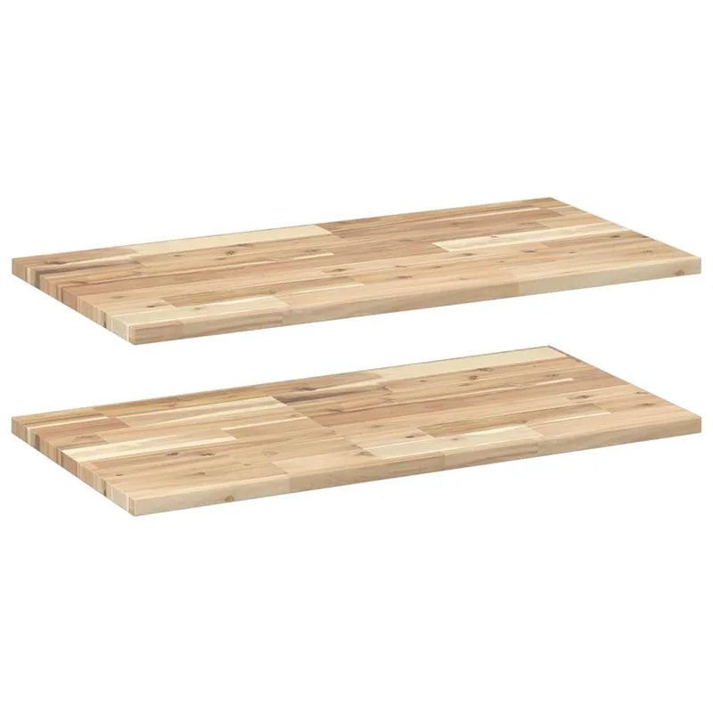 vidaXL Ράφια Πλωτά 2 τεμ. 80x40x2 εκ. από Μασίφ Ξύλο Ακακίας χωρίς Επεξεργασία
