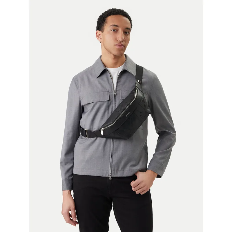 Τσαντάκι Μέσης Calvin Klein Emblem Aop Emboss Waistbag LV04D3332G Μαύρο