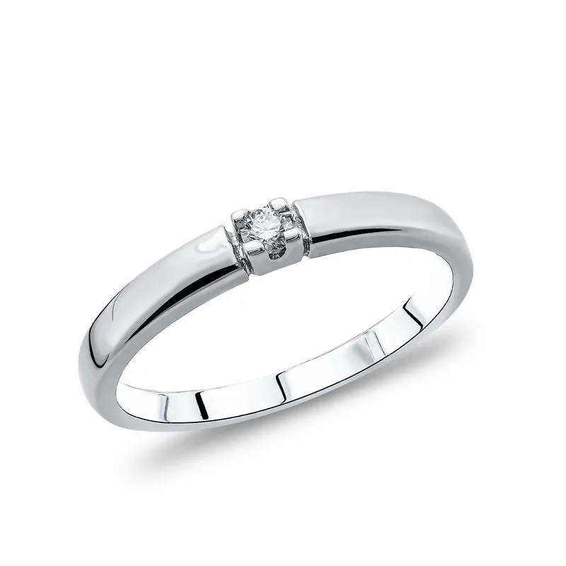 Diamond Group Moνόπετρο Δαχτυλίδι με Διαμάντι Brilliant από Λευκό Χρυσό 18 Καρατίων DDX490