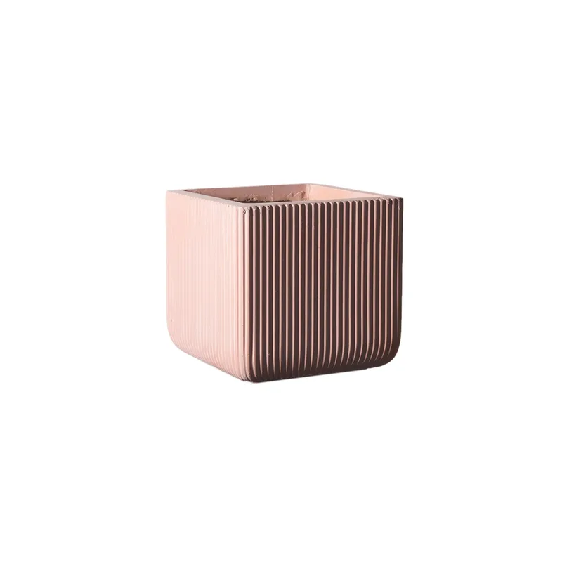 Supergreens Γλάστρα Πήλινη Τετράγωνη ''Stripe'' Σομόν M 31x31x28 εκ.