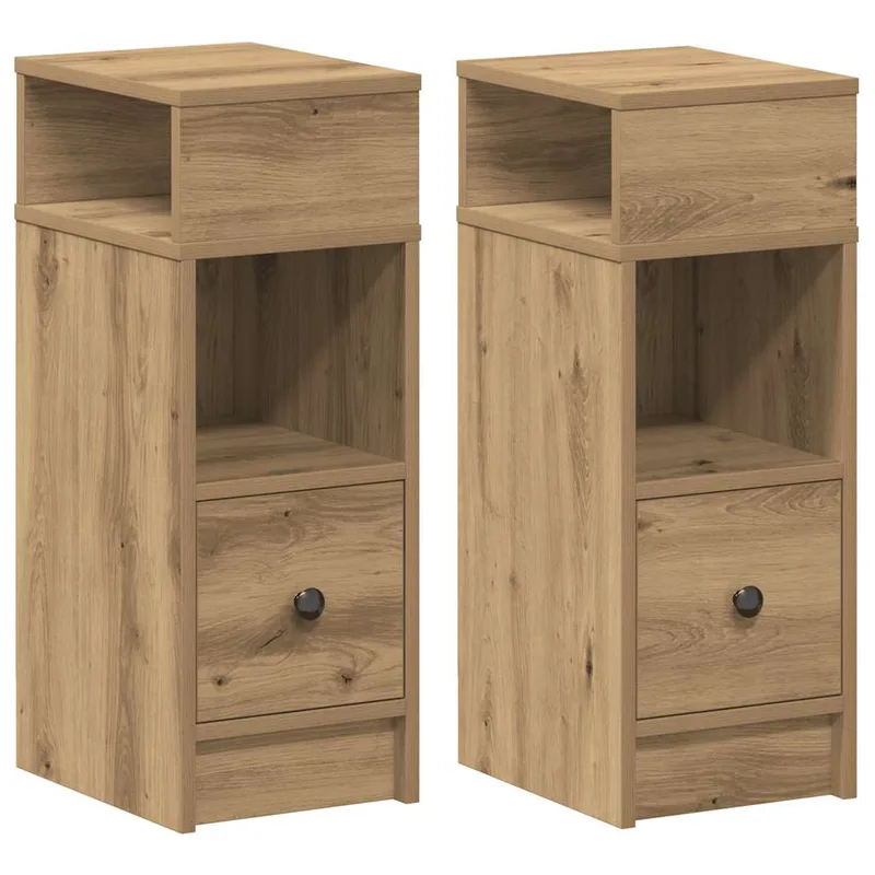 vidaXL Κομοδίνα 2 τεμ. με Συρτάρι Artisan Oak 25x31x66 εκ.
