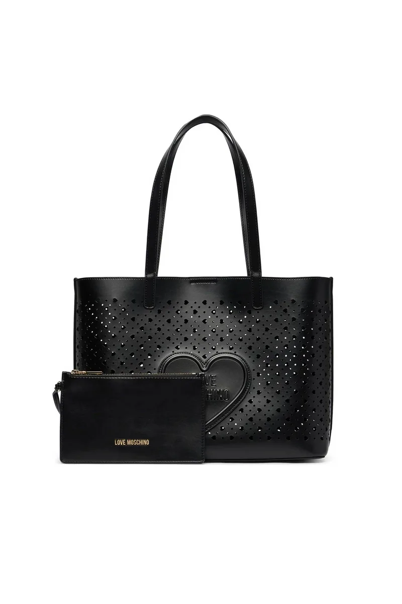 Love Moschino γυναικεία τσάντα tote με ανάγλυφο λογότυπο - JC4289PP0OKK0 Μαύρο