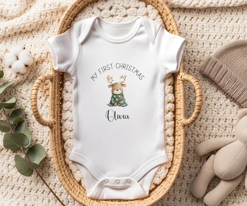 Βρεφικό φορμάκι για πρώτα Χριστούγεννα- My first Christmas - Λευκό
