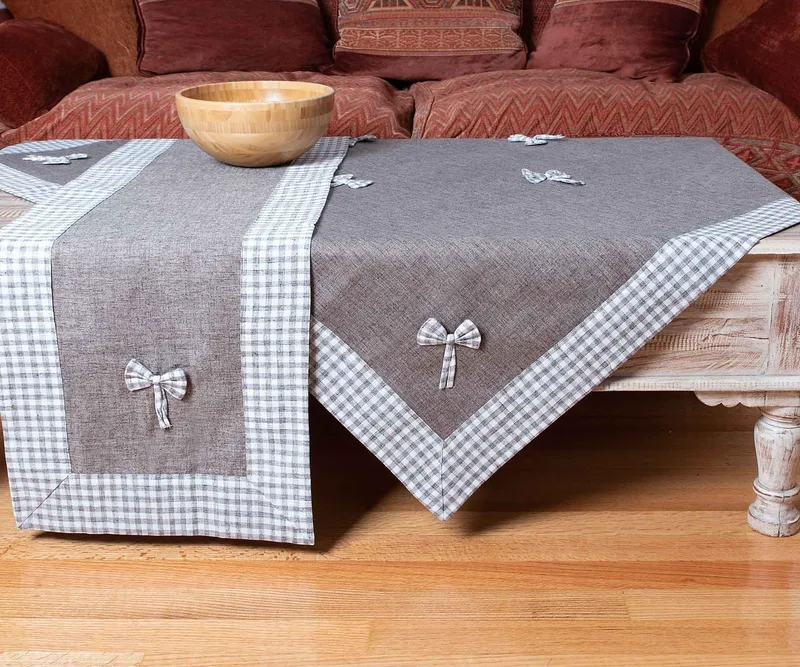 Τραπεζομάντηλο Silk Fashion Bow Καφέ 140x180