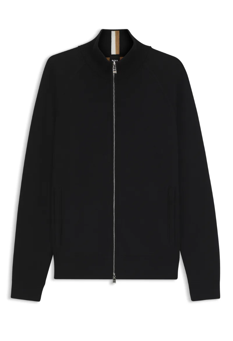 ΑΝΔΡΙΚΗ ΖΑΚΕΤΑ BOSS H-IDINO FULL ZIP ΚΑΝΟΝΙΚΗ ΓΡΑΜΜΗ ΜΑΥΡΟ