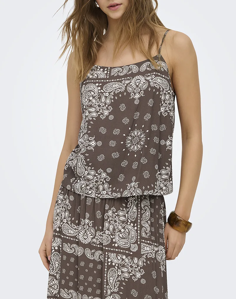 ONLY ONLRAMSE AMBEL STRAP BAND TOP WVN 15373640-Chocolate MartiniBrownbandana Chocolate