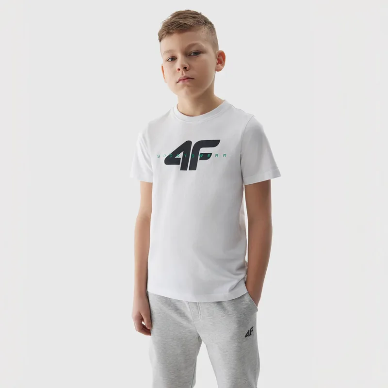 4F BOYS' ORGANIC COTTON PRINTED T-SHIRT ΑΣΠΡΟ