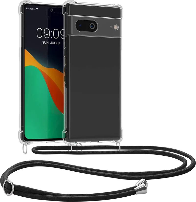 KWmobile Διάφανη Θήκη Σιλικόνης με Λουράκι Λαιμού - Google Pixel 7 - Transparent / Black (58370.03)
