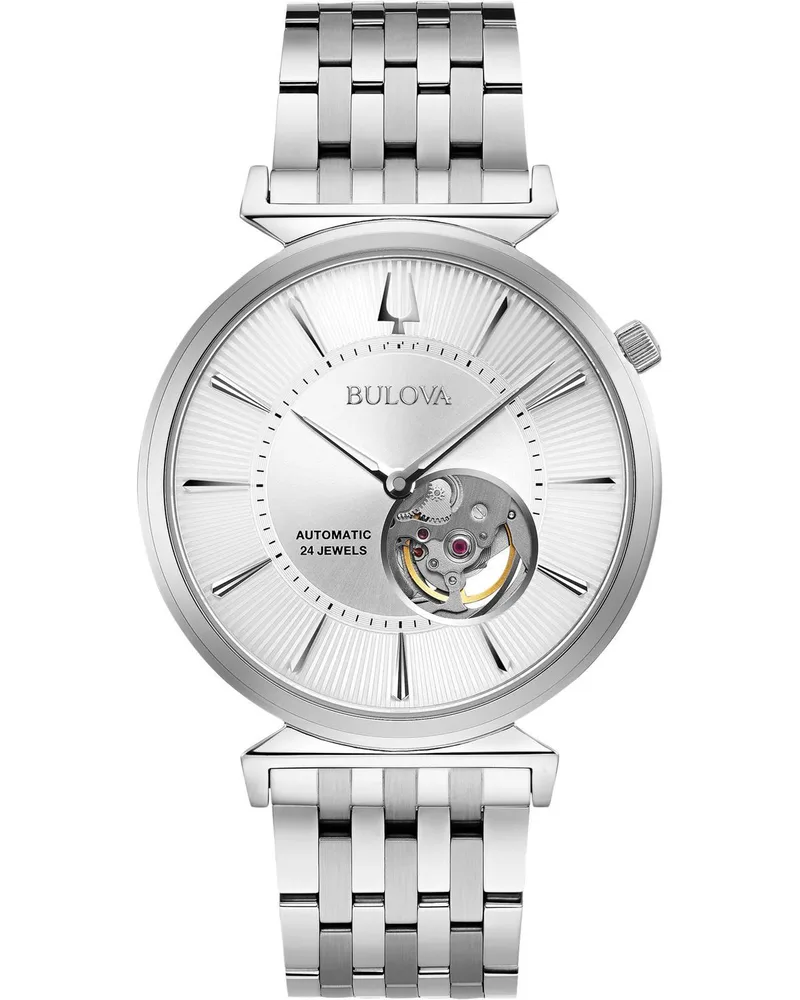BULOVA Mechanical Collection Regatta Open Heart Automatic - 96A235 Silver case with Stainless Steel Bracelet