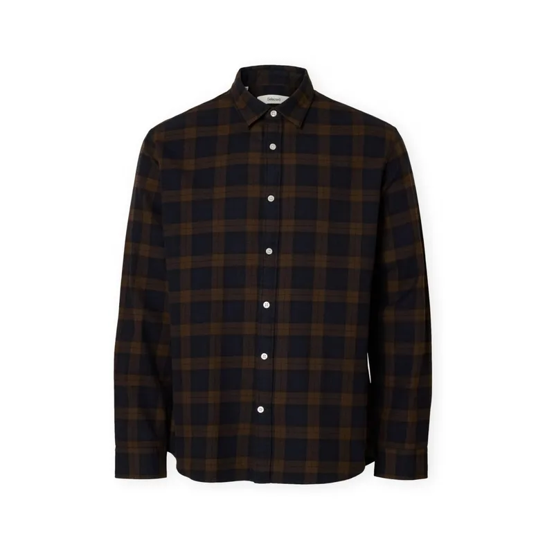 Πουκάμισο με μακριά μανίκια Selected Noos Regnoah Shirt - Demitasse/Sky Captain
