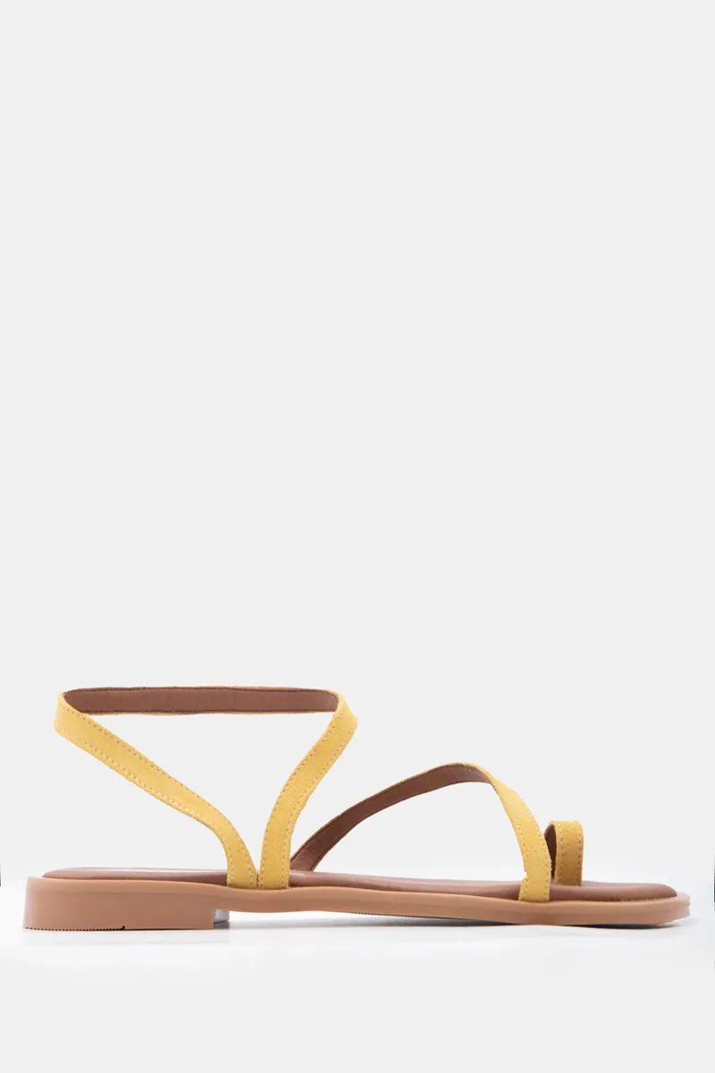 LUIGI DESIGN - Flat Σανδάλια με Λοξό Λουράκι - Κίτρινο