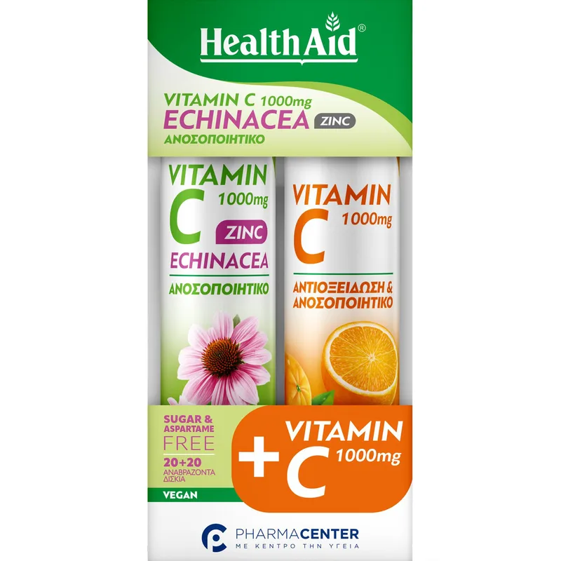 Health Aid Promo Vitamin C 1000mg, Echinacea & Zinc Lime 20 Effer.tabs & Vitamin C 1000mg Πορτοκαλί 20 Effer.tabs